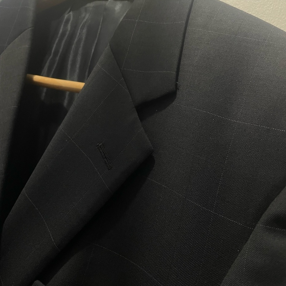 TASSO ELBA MENS BLAZER 44S Windowpane gray single vented